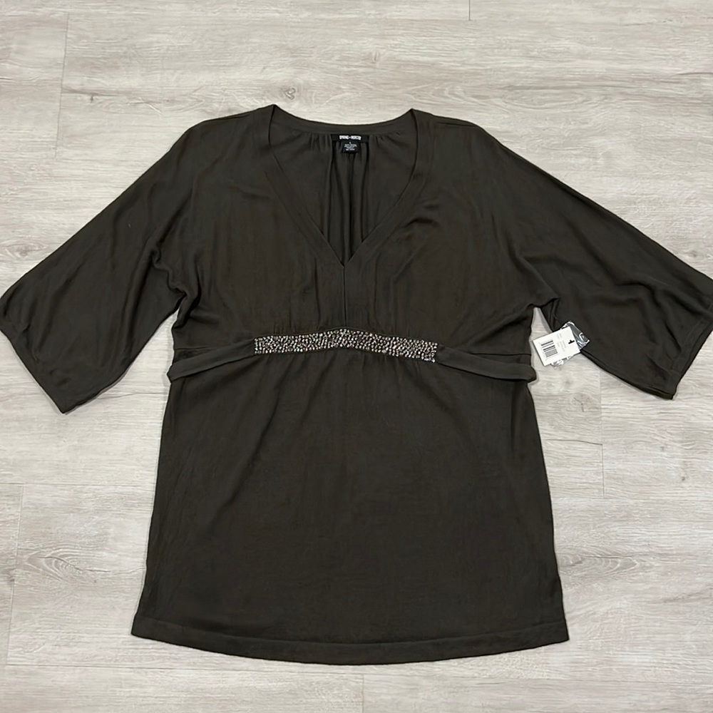 NWT Spring + Mercer Slate Olive Sweater Size Large